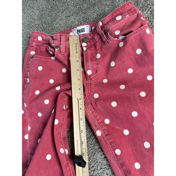 Paige Verdugo Ultra Skinny Jeans Womens 29 Red White Polka Dot Stretch Ladies - Picture 4 of 16